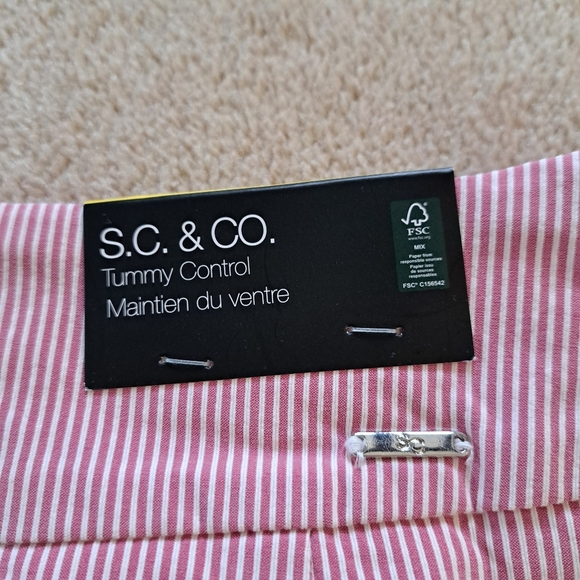❤️ S.C.& Co. Pull On Skort Pink White Striped Stretch Skirt Women's  NWT - Picture 10 of 11